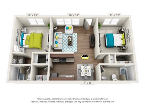 B1P - Red Maple Previously Reno - 2 bedroom 2 bathroom at Lofts of Wilmington Apartments, Wilmington, NC, 28405